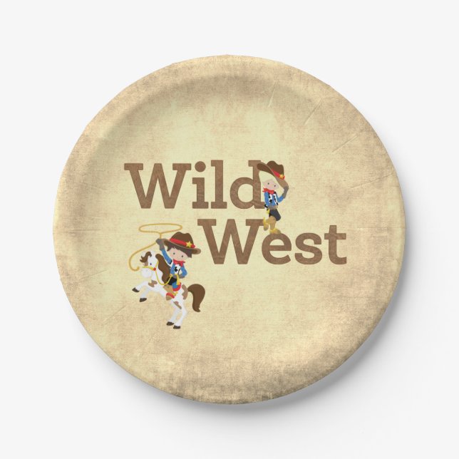 Wild West Cowboy Cowgirl Western Theme Paper Plates (Front)