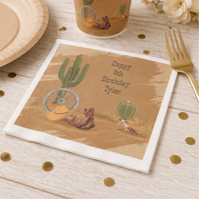 Wild West Cowboy Desert Cactus Birthday Napkins (Creator Uploaded)