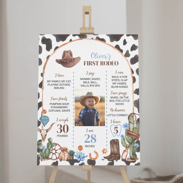 Wild West Cowboy  First Birthday Milestone Sign (Creator Uploaded)