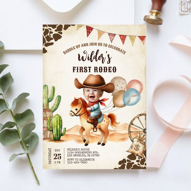 Wild West Cowboy First Rodeo 1st Birthday Invite (Creator Uploaded)