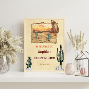 Wild West Cowboy First Rodeo Birthday Party Foam Board