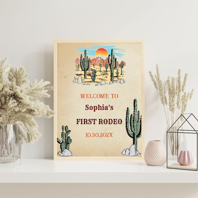 Wild West Cowboy First Rodeo Birthday Party Foam Board (Creator Uploaded)