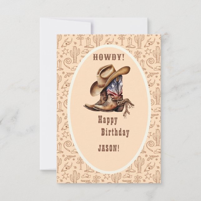 Wild west cowboy happy birthday card (Front)