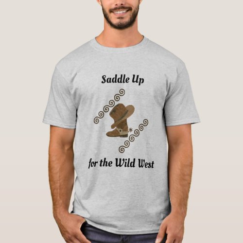 Wild West Cowboy Hat on Cowgirl Boots T_Shirt
