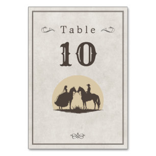Wild west cowboy hat wedding  table number