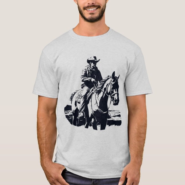 Wild West Cowboy Horse Back Riding T-Shirt (Front)