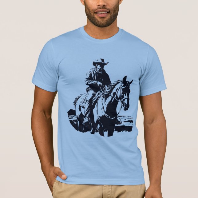 Wild West Cowboy Horse Back Riding T-Shirt (Front)