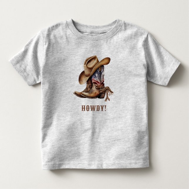 Wild west cowboy howdy boy toddler t-shirt (Front)