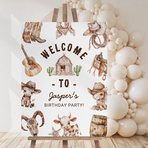 Wild West Cowboy Kids Birthday Welcome Foam Board