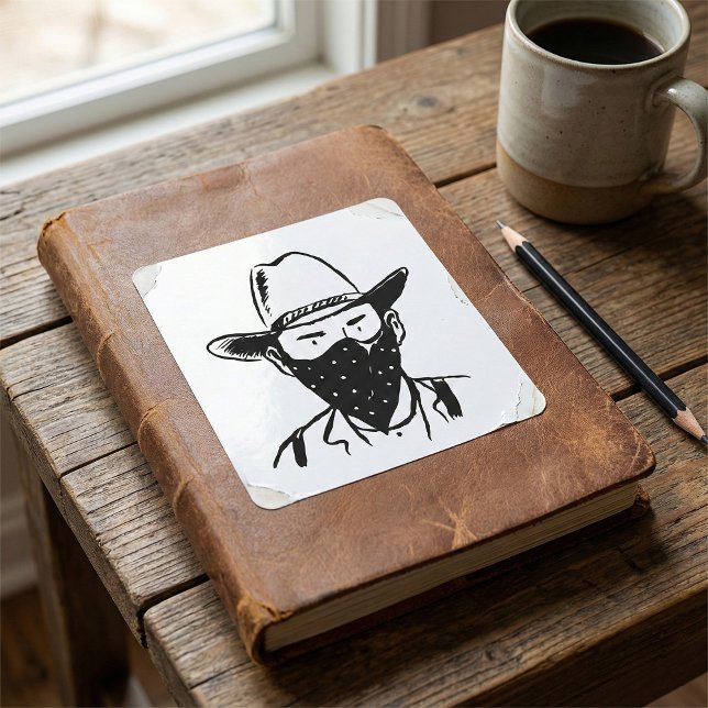 Wild West Cowboy Outlaw Bandit Square Sticker (Creator Uploaded)