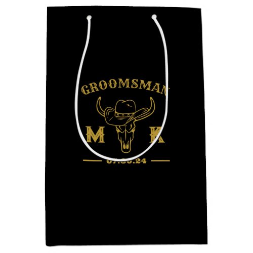 Wild West Cowboy Personalized Groomsmen Monogram Medium Gift Bag