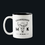 Wild West Cowboy Personalized Groomsmen Monogram Two-Tone Coffee Mug<br><div class="desc">Personalized gifts for groomsmen with old western cowboy theme. Decorated with cowboy hat with vintage western font. Text and background color are editable using the Design Tool to fit your occasion. Get this customize gift for wedding,  bachelor party,  engagement party or any other special occasions.</div>