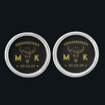 Wild West Cowboy Personalized Monogram Groomsmen Cufflinks<br><div class="desc">Personalized gifts for groomsmen with old western cowboy theme. Decorated with cowboy hat with vintage western font. Text and background color are editable using the Design Tool to fit your occasion. Get this customize gift for wedding,  bachelor party,  engagement party or any other special occasions.</div>
