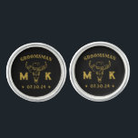 Wild West Cowboy Personalized Monogram Groomsmen Cufflinks<br><div class="desc">Personalized gifts for groomsmen with old western cowboy theme. Decorated with cowboy hat with vintage western font. Text and background color are editable using the Design Tool to fit your occasion. Get this customize gift for wedding,  bachelor party,  engagement party or any other special occasions.</div>