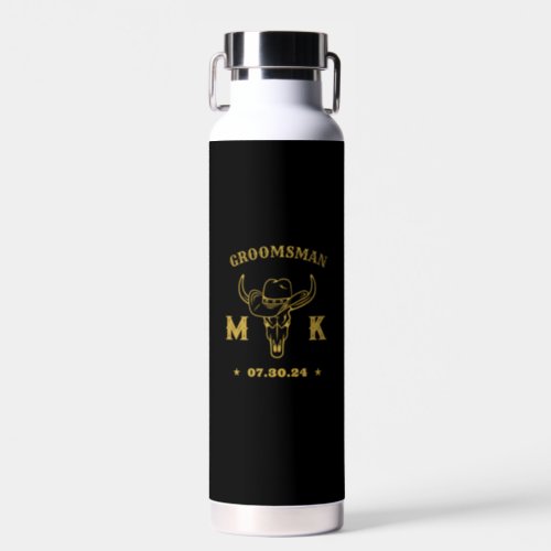 Wild West Cowboy Personalized Monogram Groomsmen Water Bottle