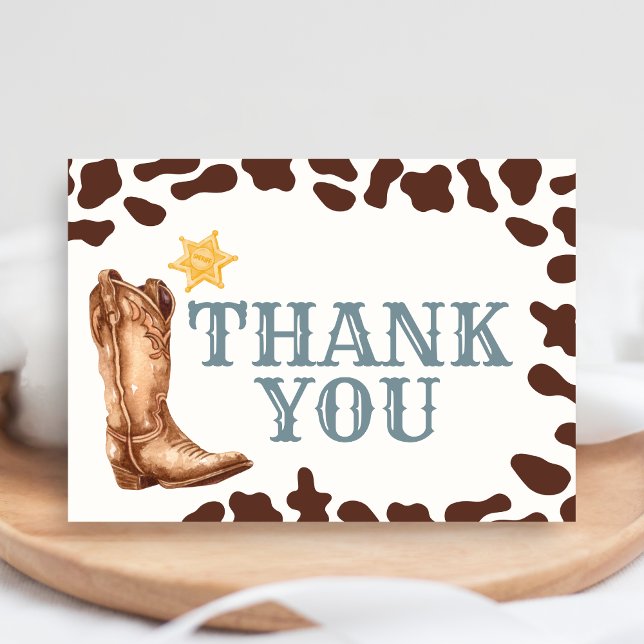 Wild West Cowboy Rodeo Baby Shower Thank You Card (Cowboy Western Rodeo Ranch Baby Shower Thank You Card)