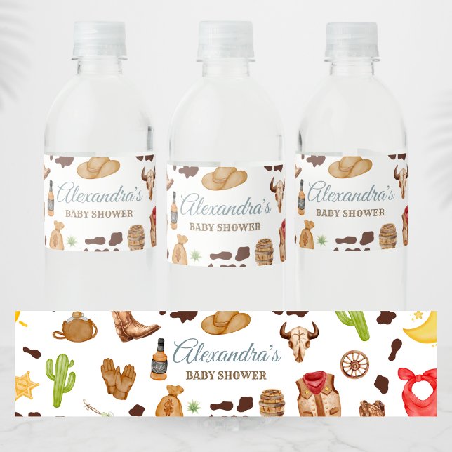 Wild West Cowboy Rodeo Baby Shower Water Bottle Label (Cowboy Western Rodeo Ranch Baby Shower Water Bottle Label)