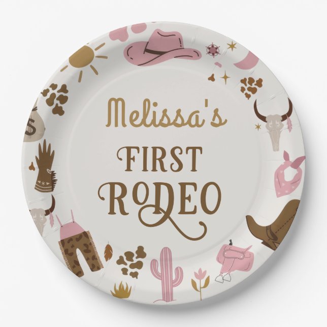 Wild West Cowboy Rodeo Birthday Party Paper Plates (Front)