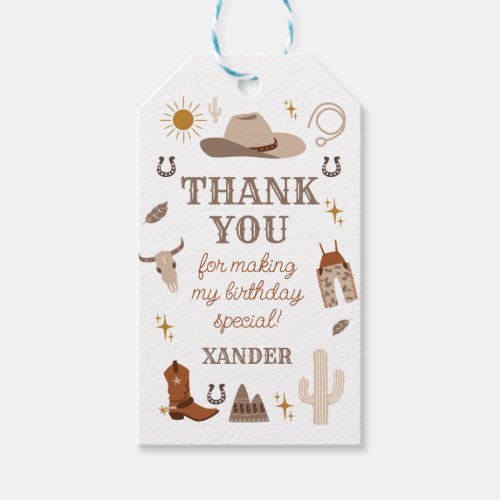 Wild West Cowboy Rodeo Birthday Thank You Favor Gift Tags