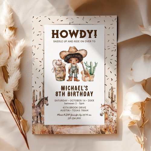 Wild West Cowboy Rodeo Kids Birthday Invitations