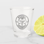 Wild West Cowboy Rustic Logo Customized Groomsmen Shot Glass<br><div class="desc">Personalized gifts for groomsmen with western cowboy theme. Decorated with cowboy hat with vintage western font. Text and color are editable using the Design Tool to fit your occasion. Get this customize gift for wedding,  bachelor party,  engagement party or any other special occasions.</div>