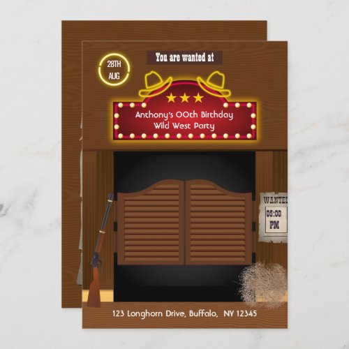 Wild West Cowboy Themed Party add photo invitation