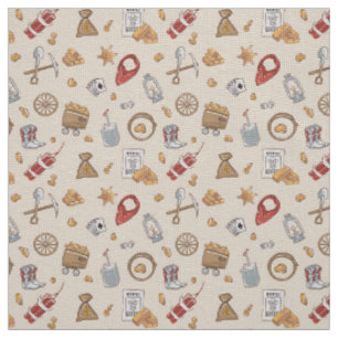 Wild West cowboy vintage gold mining Fabric