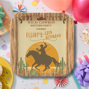 Wild west cowboy western birthday paper plates