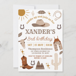 Wild West Cowboy Western Party Birthday Invitation