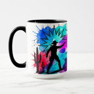 Wild West Cowboys Colorful Watercolor Art Mug