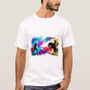Wild West Cowboys Colorful Watercolor Art T-Shirt
