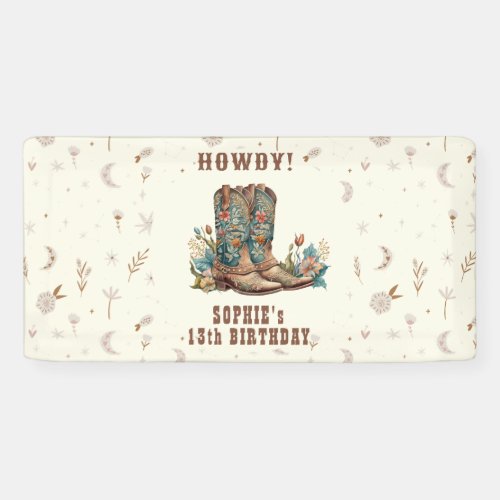 Wild west cowgirl birthday banner