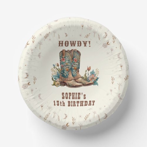 Wild west cowgirl birthday bowl