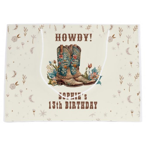 Wild west cowgirl birthday large gift bag