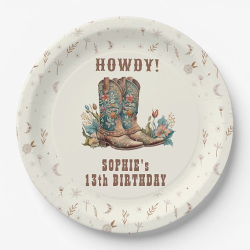 Wild west cowgirl birthday paper plates