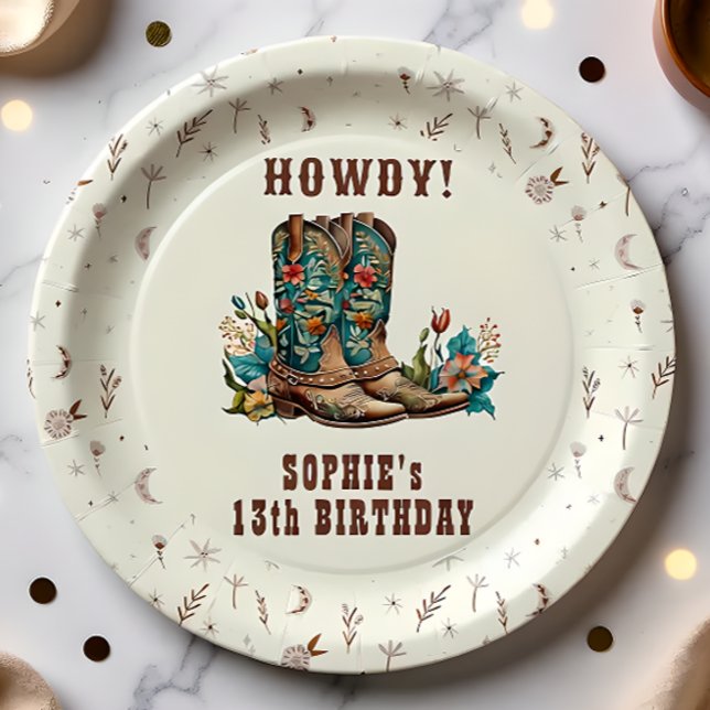 Wild west cowgirl birthday paper plates (Creator Uploaded)