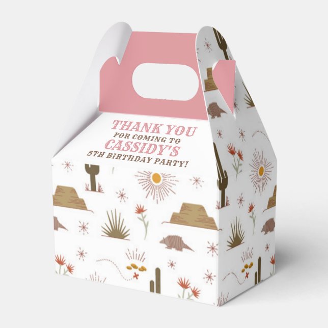 Wild West Cowgirl Birthday Party Favor Box (Front Side)