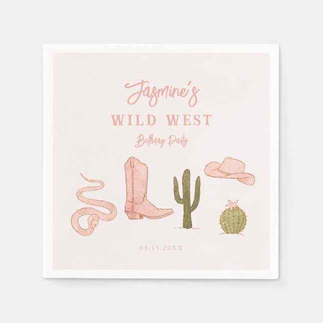 Wild West Cowgirl Birthday Party Napkins (Front)