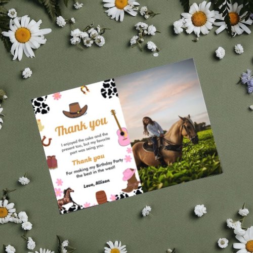 Wild west cowgirl  birthday party thank you card