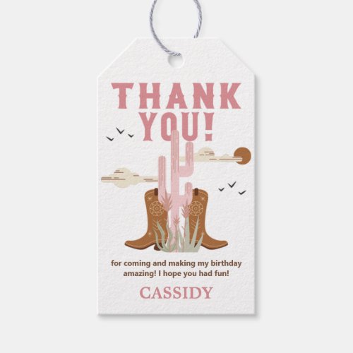Wild West Cowgirl Birthday Party Thank You Favor Gift Tags