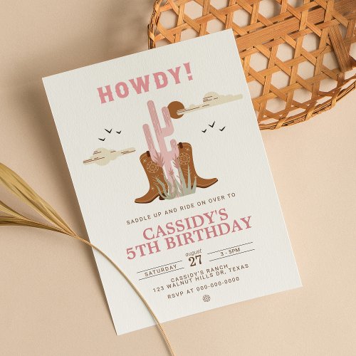 Wild West Cowgirl Country Western Birthday Party Invitation