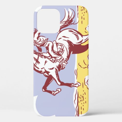 Wild West Cowgirl Vintage Line Drawing iPhone 12 Case