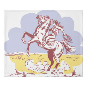 Wild West Cowgirl: Vintage Line Drawing. Duvet Cover