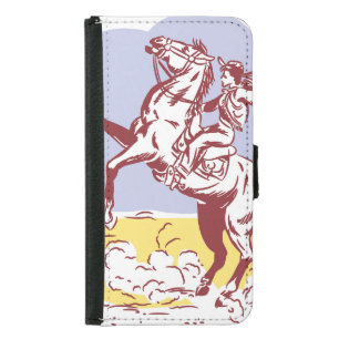 Wild West Cowgirl: Vintage Line Drawing. Samsung Galaxy S5 Wallet Case