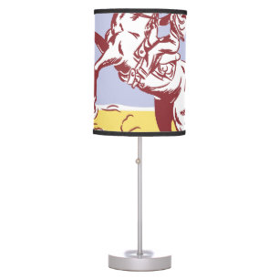 Wild West Cowgirl: Vintage Line Drawing. Table Lamp