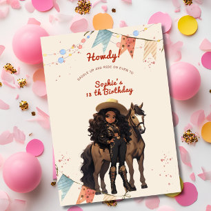 Wild west cowgirl western girl birthday invitation