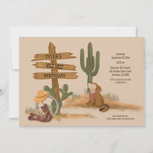 Wild West Desert Animals Boys Graphic Birthday Invitation (Front)