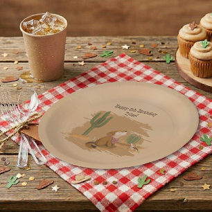 Wild West Desert Cowboy Birthday Paper Plate