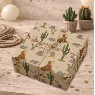Wild West Desert Cowboy Birthday Wrapping Paper