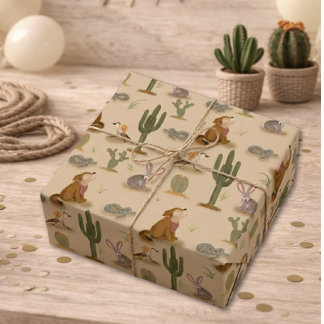 Wild West Desert Cowboy Birthday Wrapping Paper